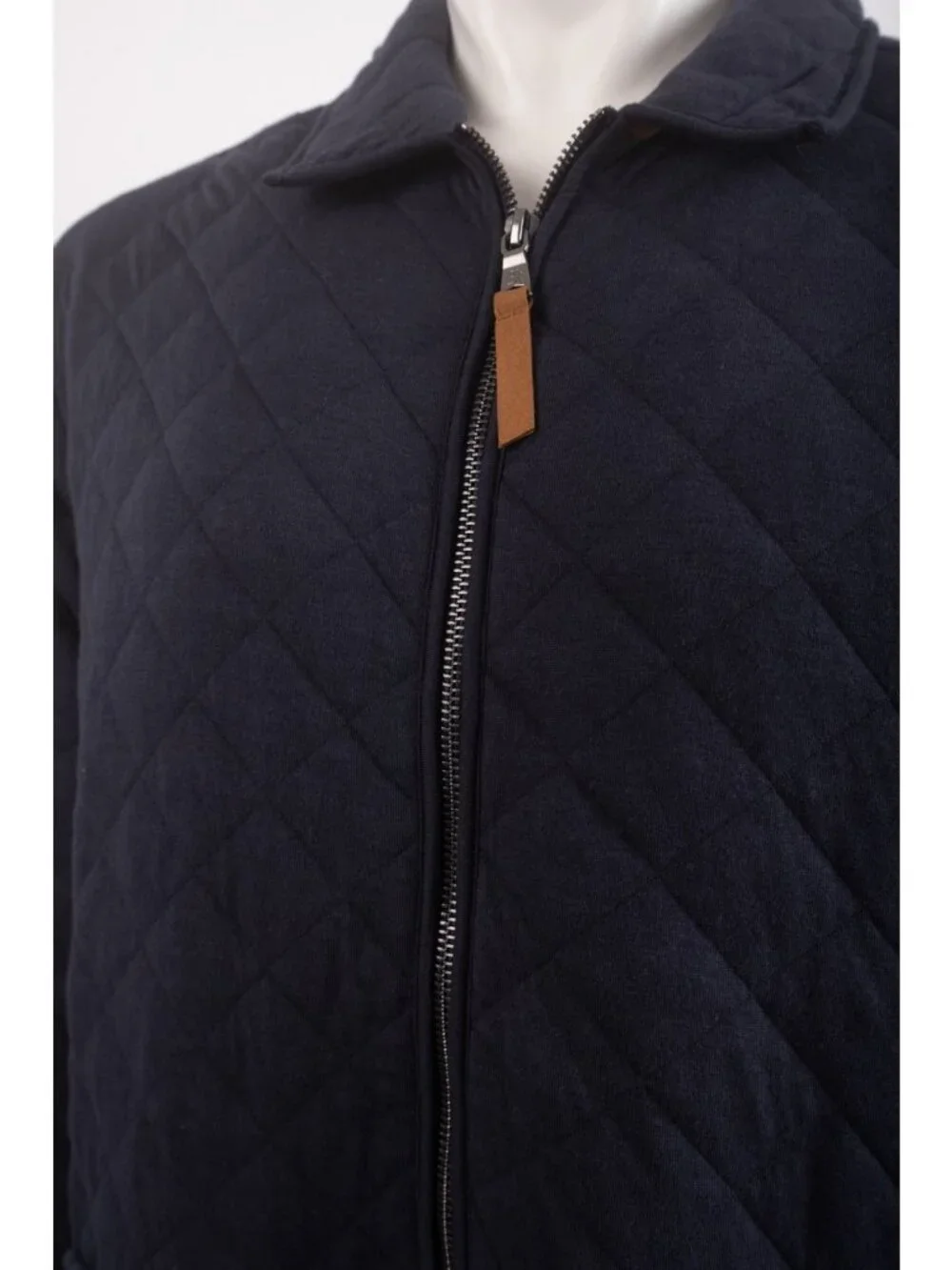 Banana Republic Mens Jacket Quilted Full Zip XL Navy Blue Diamond Stitch NWT